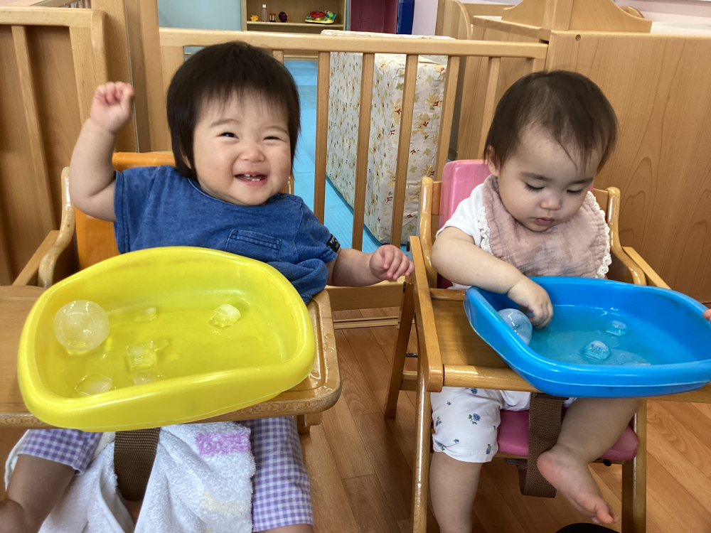 氷の感触遊び
